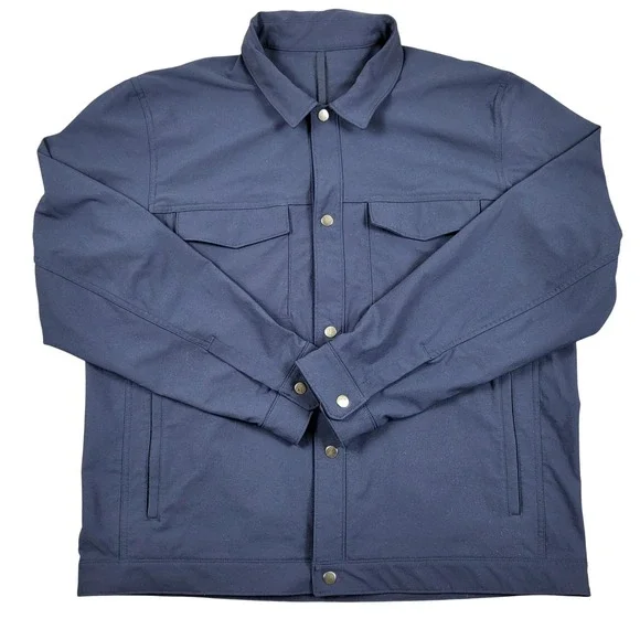Lululemon Twill Utility Functional Field Jacket Mens XL Navy Blue Snap Front - Picture 2 of 10